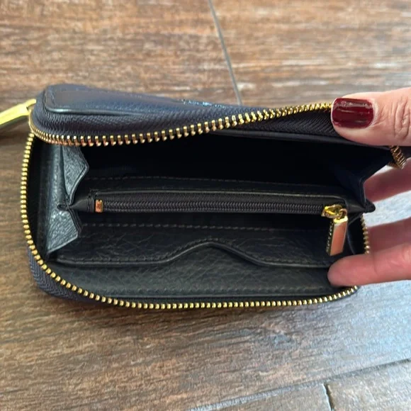 Tory Burch Navy Blue Leather Wristlet Wallet - Picture 4 of 7